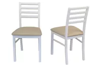 5-tlg. Essgruppe Weiß – ausziehbarer Esstisch + 4 Stühle mit Polsterung Beige