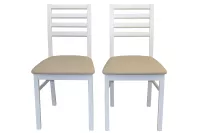 5-tlg. Essgruppe Weiß – ausziehbarer Esstisch + 4 Stühle mit Polsterung Beige