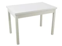 5-tlg. Essgruppe Weiß – ausziehbarer Esstisch + 4 Stühle mit Polsterung Beige