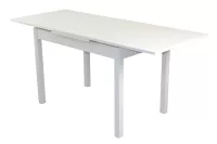 5-tlg. Essgruppe Weiß – ausziehbarer Esstisch + 4 Stühle mit Polsterung Beige