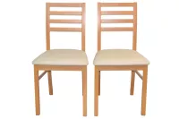 5-tlg. Essgruppe Bucheoptik – ausziehbarer Esstisch + 4 Stühle mit Polsterung Beige