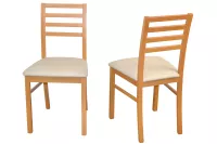 5-tlg. Essgruppe Bucheoptik – ausziehbarer Esstisch + 4 Stühle mit Polsterung Beige