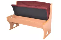 2 Sitzer Küchenbank mit Truhenfunktion, Buche, Bezug bordeaux