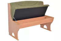 2 Sitzer Küchenbank mit Truhenfunktion, Buche, Bezug olive grün