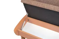 2 Sitzer Küchenbank mit Truhenfunktion, Buche, Bezug cappuccino