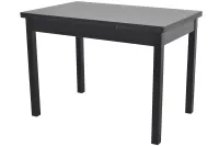 Auszugs-Esstisch in Schwarz – Massivholzgestell Buche, schwarz, 2 Ansteckplatten, pflegeleichte Melaminoberfläche