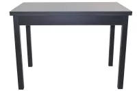 Auszugs-Esstisch in Schwarz – Massivholzgestell Buche, schwarz, 2 Ansteckplatten, pflegeleichte Melaminoberfläche