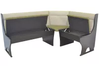 Attraktive Eckbank mit Stauraum, Schenkel 165x125 cm, schwarz, Bezug grün