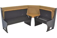 Attraktive Eckbank mit Stauraum, Schenkel 165x125 cm, schwarz, Bezug gelb