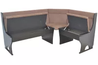 Attraktive Eckbank mit Stauraum, Schenkel 165x125 cm, schwarz, Bezug braun