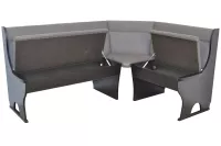 Attraktive Eckbank mit Stauraum, Schenkel 165x125 cm, schwarz, Bezug anthrazit