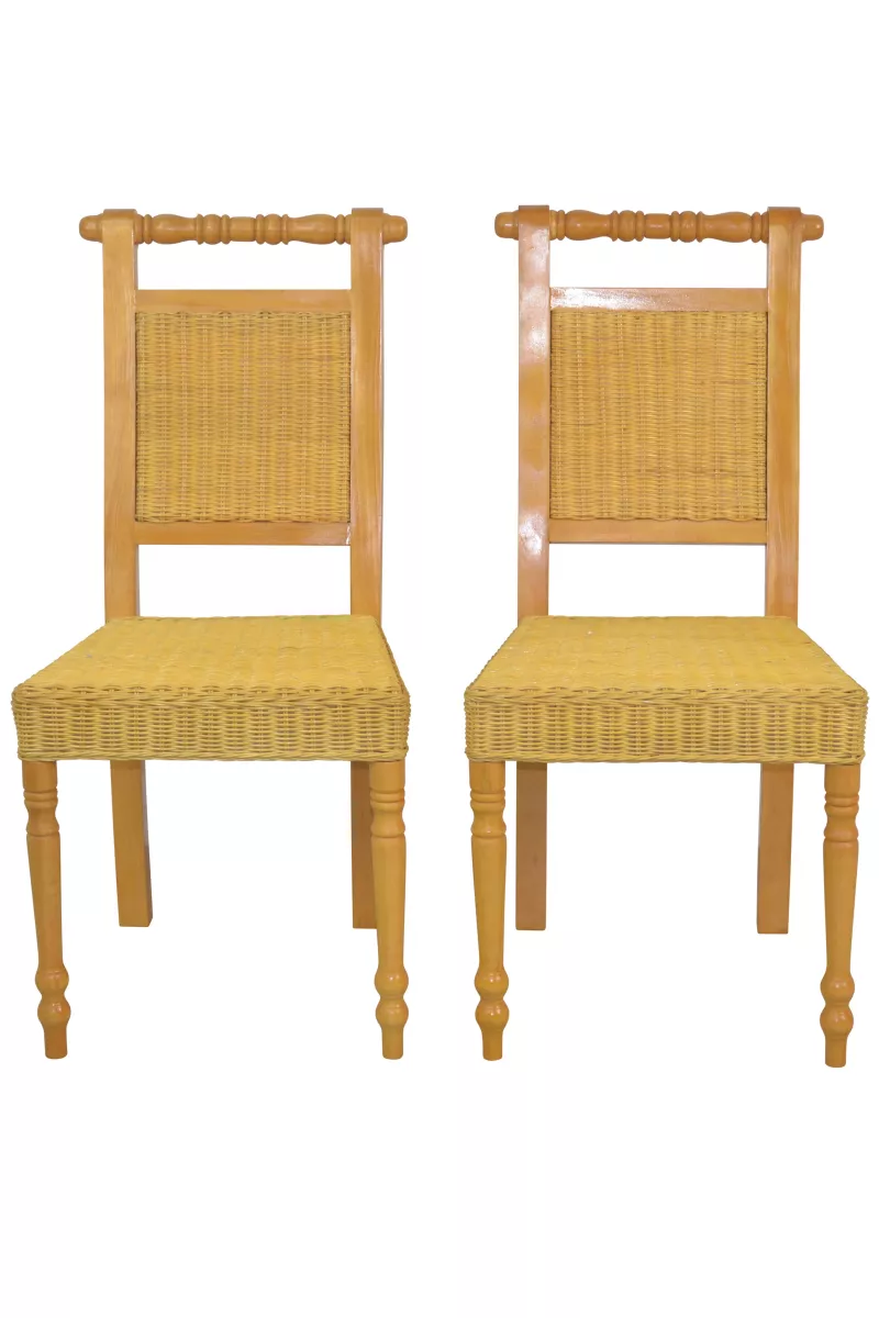 Esszimmerstuhl 2er Set, aus Rattan handgeflochten, beige