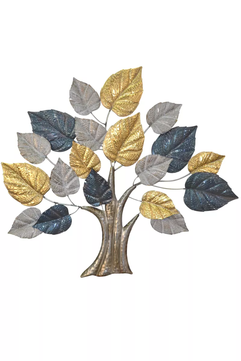 Schöne herbsliche Wanddekoration Baum aus Metall, metallicfarben