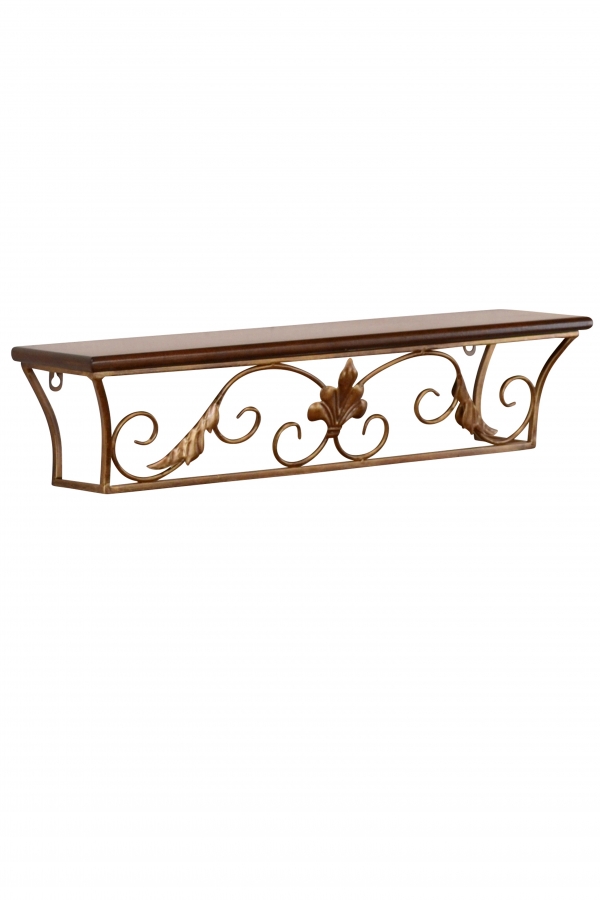 Metall Wandkonsole/Wandregal im Landhaus-Stil, 60cm gold