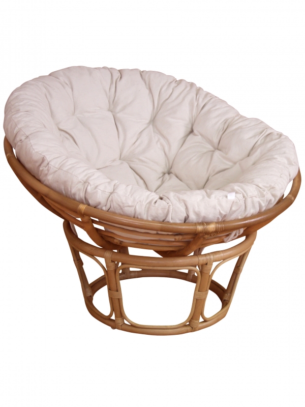 Papasansessel in beige mit Kissen, in 80, 100 oder 110 cm