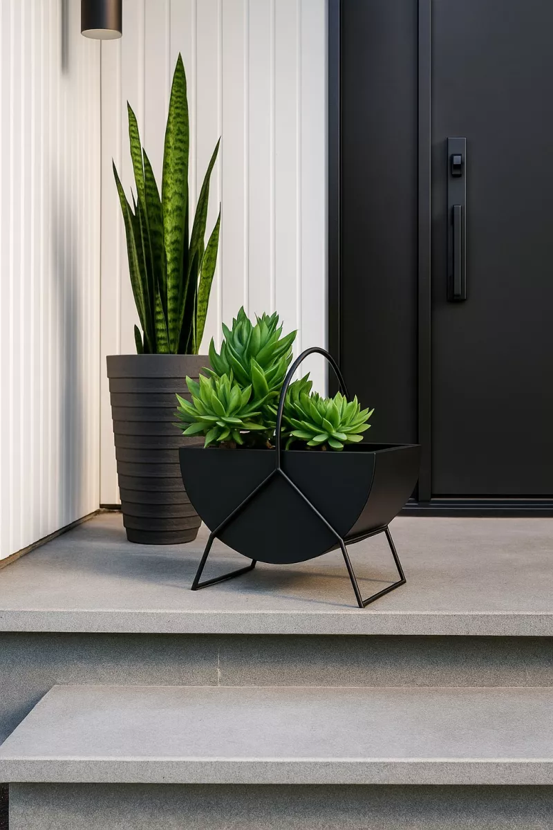 Design Pflanzgefäß aus Metall in Schwarz – Modern & Zeitlos (43 × 25 × 40 cm)