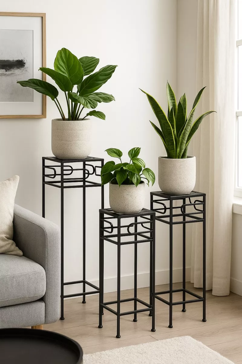 Pflanzenständer 3er Set aus Metall – modern & elegant in Schwarz