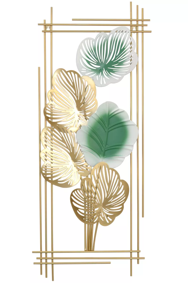 Schöne Wanddeko aus Metall im Boho-Style, gold grün, Motiv I