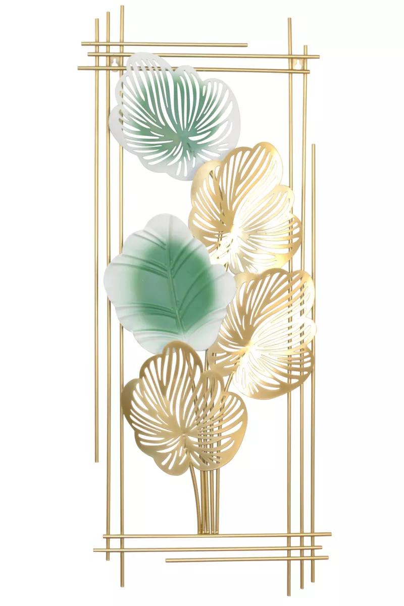 Schöne Wanddeko aus Metall im Boho-Style, gold grün, Motiv II