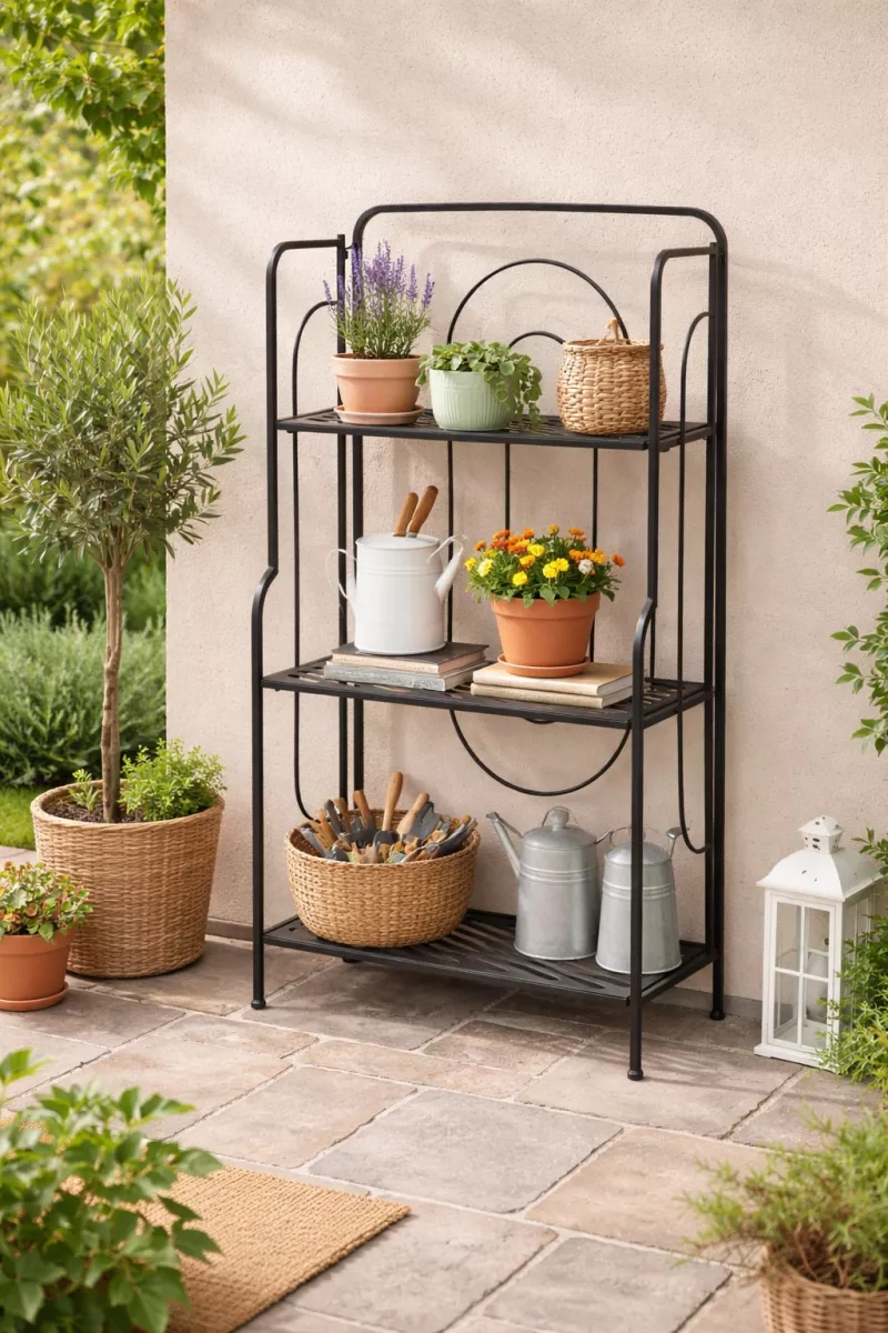 Metallregal Standregal schwarz – 3 Gitterablagen, 120 cm hoch