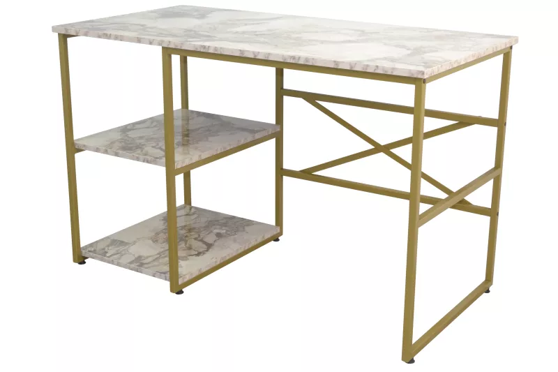 Edler Schreibtisch mit Tischpllatte in Marmoroptik 120x60 cm 