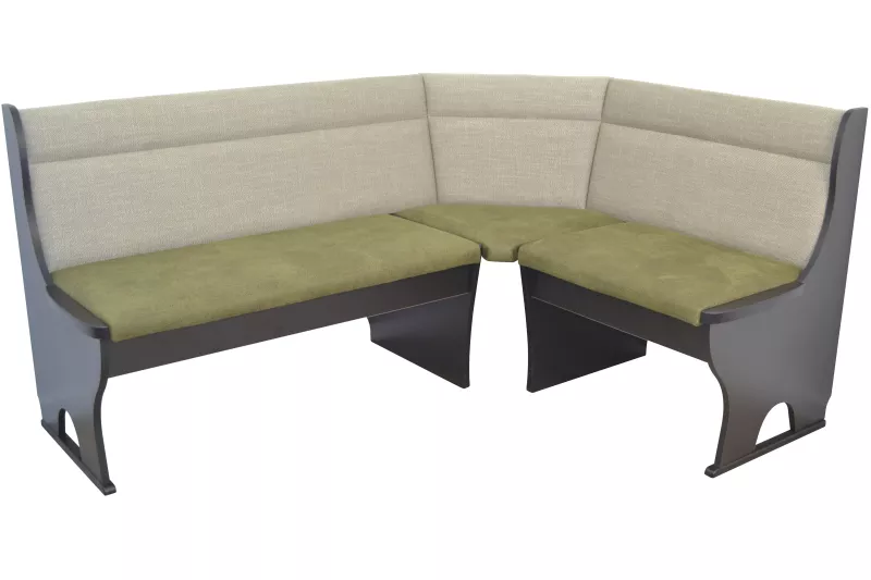 Attraktive Eckbank mit Stauraum, Schenkel 165x125 cm, schwarz, Bezug grün