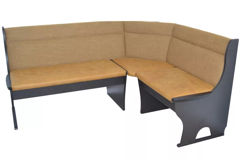 Attraktive Eckbank mit Stauraum, Schenkel 165x125 cm, schwarz, Bezug gelb