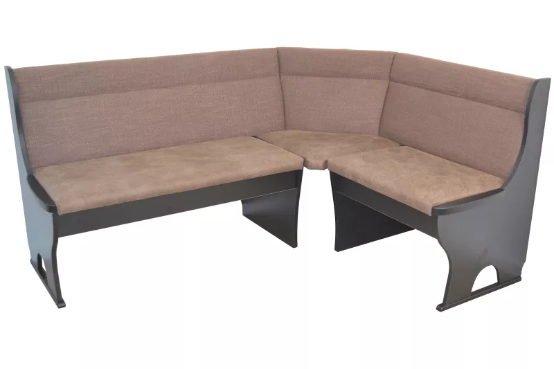 Attraktive Eckbank mit Stauraum, Schenkel 165x125 cm, schwarz, Bezug braun
